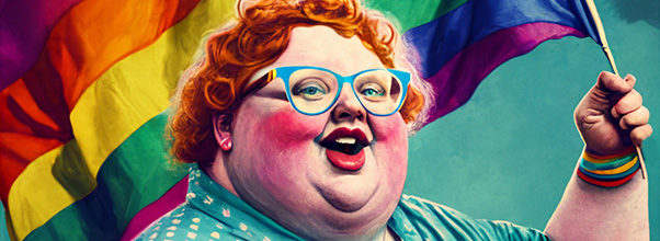 Fat Lesbian Pride flag banner